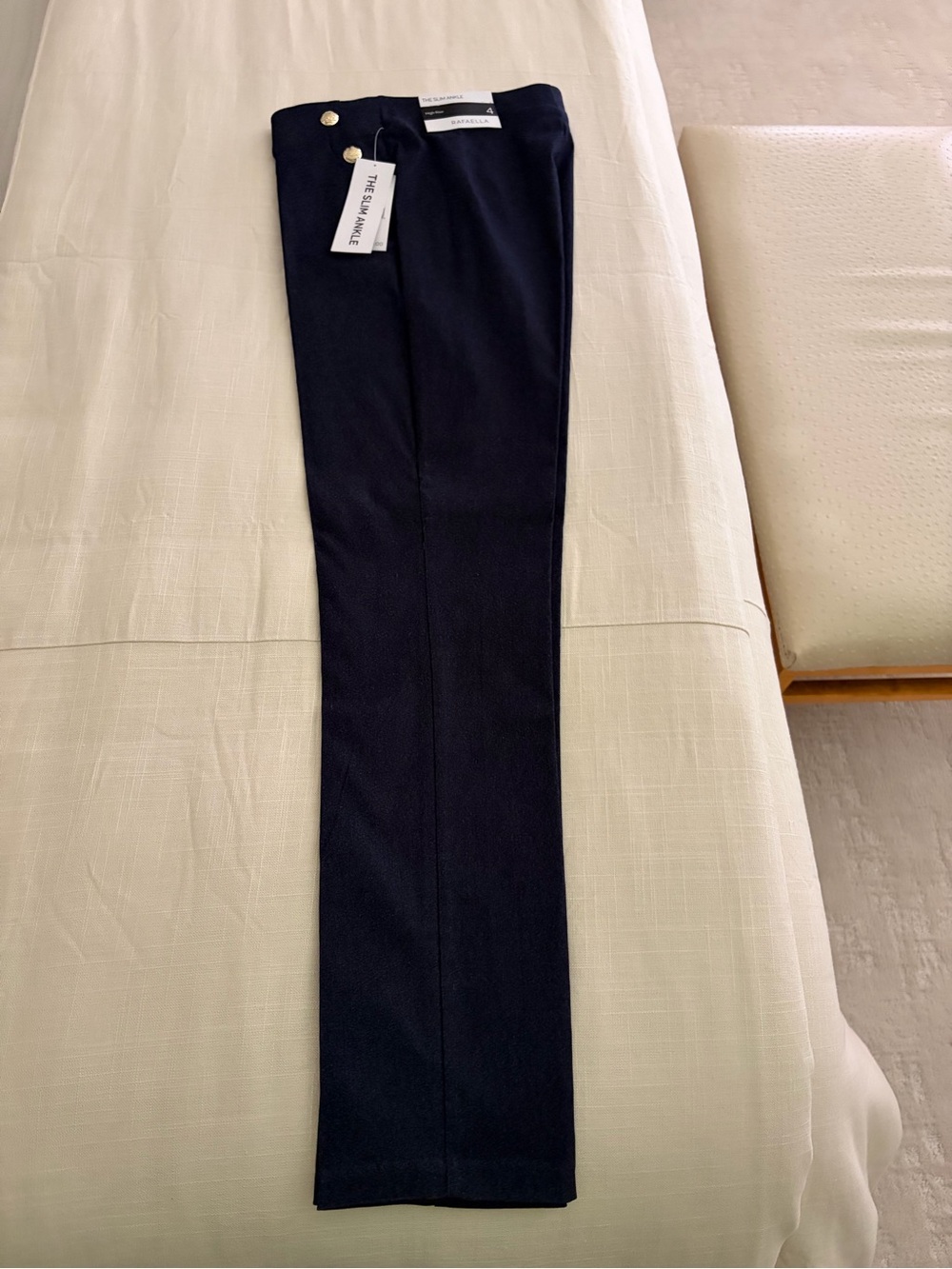 Dark navy blue  Slim ankle Pants with Button Detail